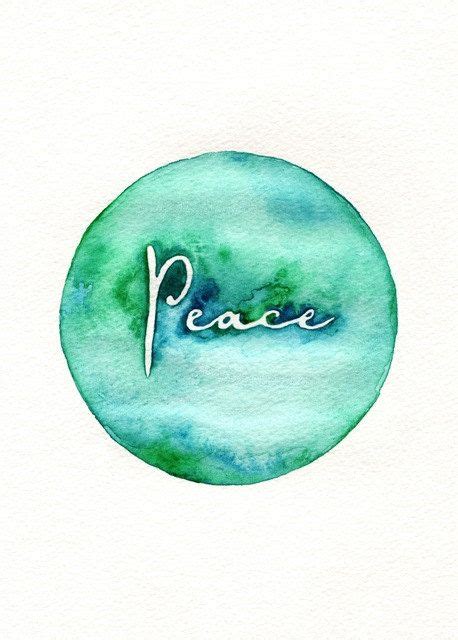 peace on earth watercolor print teal light green aqua 20 00 via etsy hippie