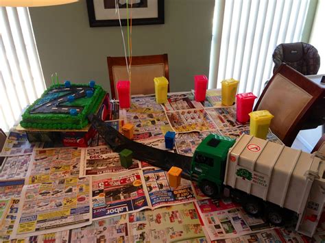 garbage themed birthday party garbage truck   road