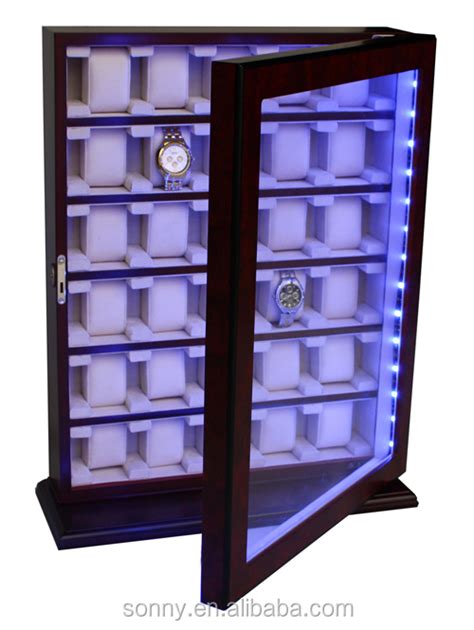 20 Slots Vertical Wall Mounted Wooden Watch Box Cabinet Display Buy