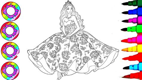 disneys barbie  rainbow dress coloring sheet coloring pages