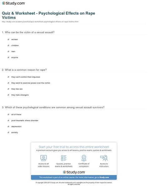 Sexual Assault Therapy Worksheets — Db