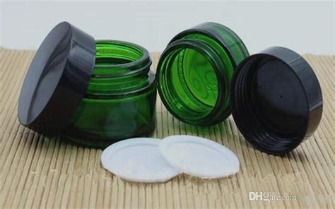 50g 50ml Green Glass Jar With Gold Black Silver White Lid Cap Cosmetic