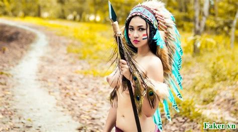 Wild Nude Beautyful Vietnamese Girl In Tribal Cosplay