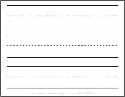 printable large dashed lines  writing student handouts