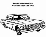 Impala Chevrolet Chevy 1962 Coloring Ss Pages Lowrider Car Silhouette Drawings Cars Scroll Saw Template Classic Scrollsawvillage Line sketch template
