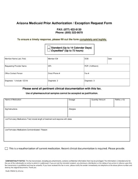 Free Arizona Medicaid Prior Rx Authorization Form Pdf – Eforms