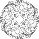 Coloring Mandala Pages Moon Sun Intricate Stars Color Celtic Rose Elephant Star Festival Adults Half Printable Celestial Drawing Christmas Getcolorings sketch template