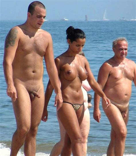 Nude Couple On A Beach Showing Guy S Tiny Small Hairy Cock