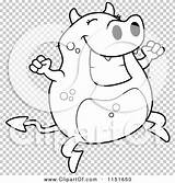 Devil Jumping Happy Outlined Coloring Clipart Cartoon Vector Cory Thoman sketch template