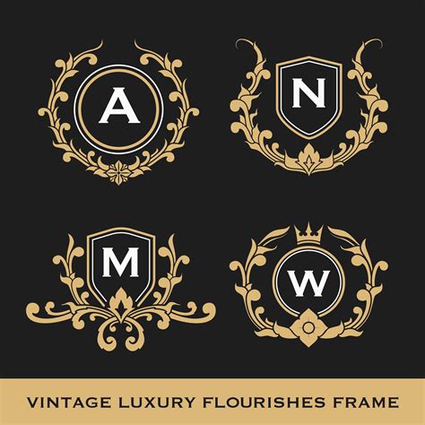 set  vintage luxury monogram frame template design  vector art