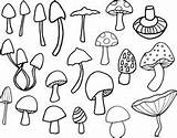 Mushrooms Poke Doodle Tatoos sketch template