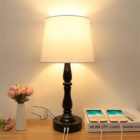touch table lamp   usb ports boncoo   dimmable bedside lamp usb nightstand lamp