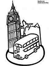 Coloring Pages England London Bus Tower Ben Big Clock Double Landmarks Decker Kids Print Famous Collection Around Colouring Cliparts Color sketch template