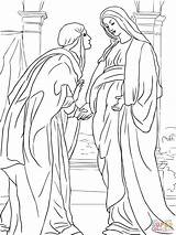 Coloring Mary Elizabeth Visitation Pages Christmas Printable Angel Lady Catholic Guadalupe Zechariah Visits Bible Drawing Jesus Joseph Egypt Color Crafts sketch template