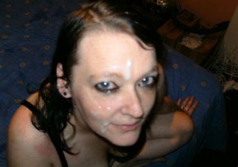 british goth slut blasted with cum and satisfied a facial ugly goth splat splattered sprayed