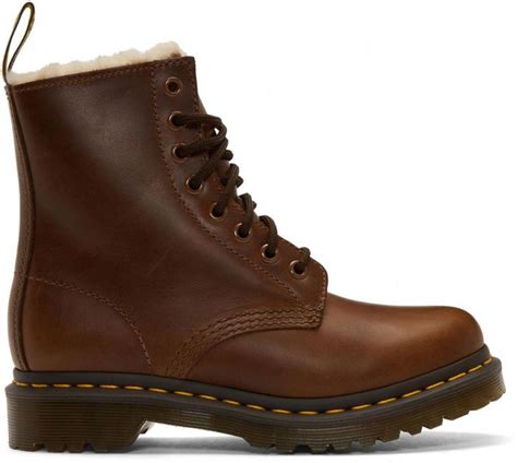 dr martens brown faux fur  serena boots docmartensoutfits boots army boots