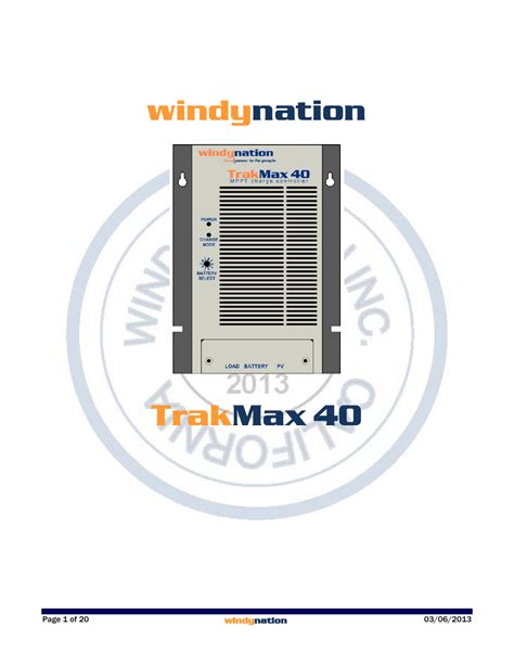 windy nation trakmax  mppt solar charge controller user manual  pages