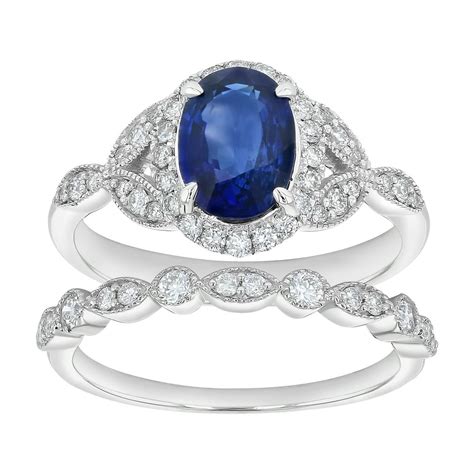 white gold  carats tdw oval blue sapphire  diamond
