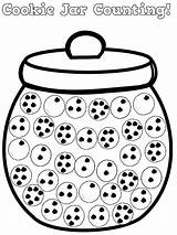 Jar Cookie Coloring Counting Pages Sheet sketch template