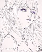 Anime Face Drawing Faces Girl Drawings Sketch Sketches Draw Easy Manga Female Girls Coloring Lineart Womens Getdrawings Tips Kawaii Paintingvalley sketch template