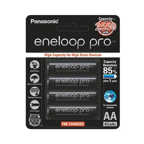 Panasonic Eneloop Pro Aa Rechargeable Nimh Battery 2550mah 4 Pack