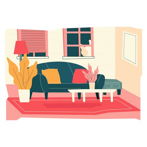 cozy living room vector illustration  vector art  vecteezy