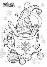 Coloring Pages Christmas Gnome Hot Chocolate Tomte Jul Gnomes Santa Adults Colouring Målarbild Embroidery Sheets Kids Adult Garden Idea Chocolat sketch template
