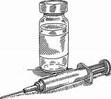 Vaccine Drawing Vector Vial Syringe Influenza Illustrations Illustration Clip sketch template
