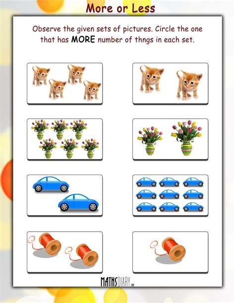 more or less math worksheets mathsdiarycom