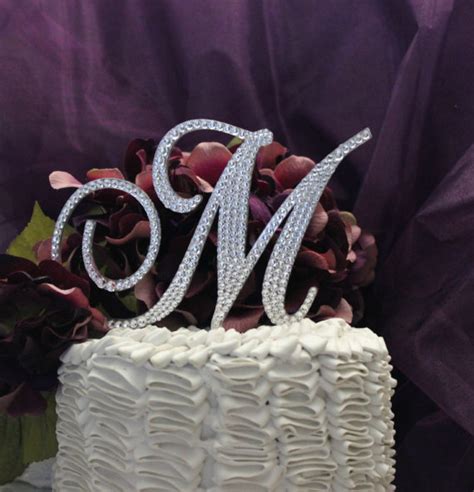 Monogram Cake Topper 5 Swarovski Crystal Wedding Cake Topper Initial
