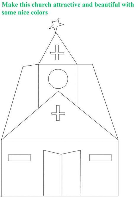 church coloring printable page  kids