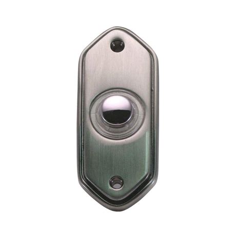 iq america wired lighted doorbell push button pewter dp   home depot