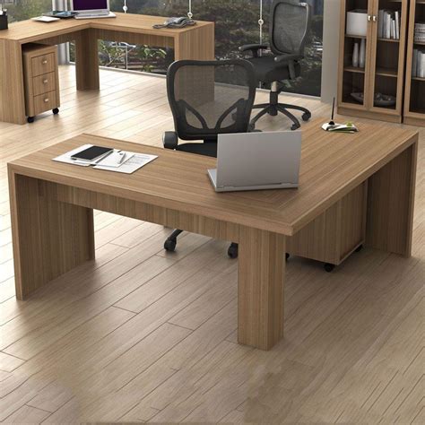 mesa de escritorio angular  amendoa tecno mobili escrivaninha