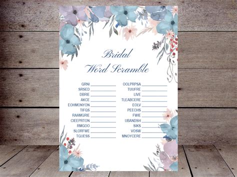 Bridal Word Scramble Printabell • Create