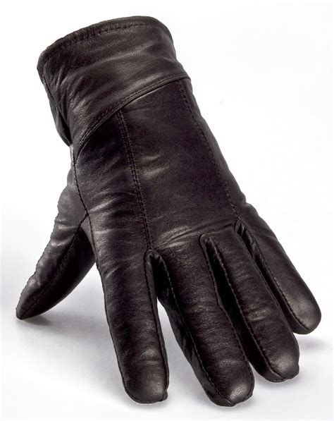 nordvek mens sheepskin lined black real leather gloves genuine