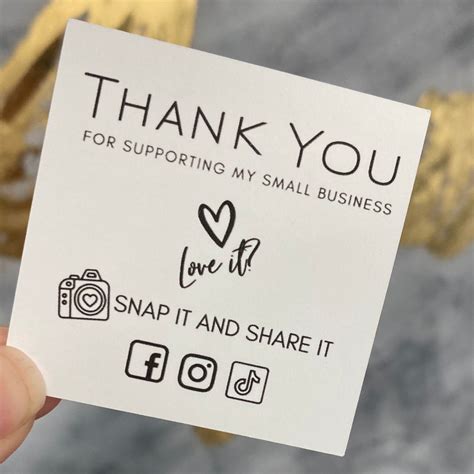Thank You For Supporting My Small Business Cards 2x2 White Etsy