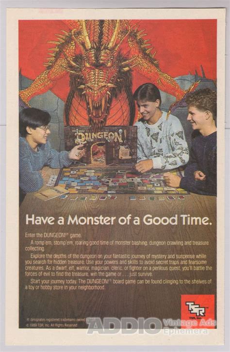Dungeon Board Game Print Ad Fantasy Tsr Advertisement 80s 1989