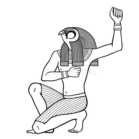 Animation Portrait Ancient Egyptian God Horus In Guise Of Falcon View