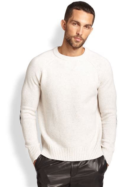 lyst vince wool cashmere crewneck sweater  white  men