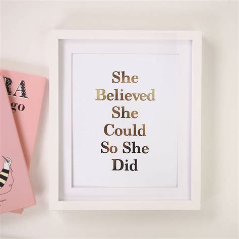 she believed she could so she did foil print by lily rose co