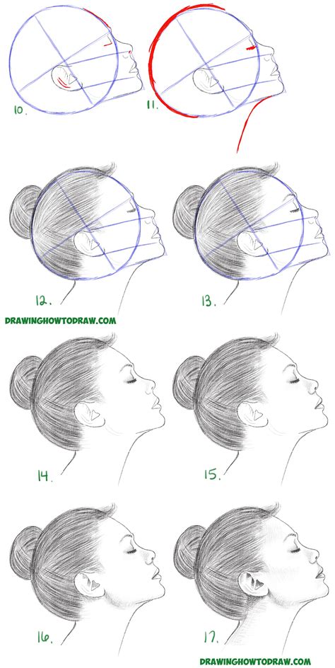 how to draw a face from the side profile view female girl woman