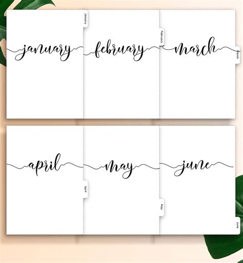 monthly planner dividers printable tabbed filofax monthly etsy