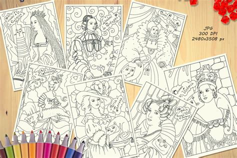 queens  cats coloring pages  illustrations design bundles