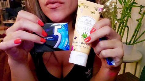 asmr bubble gum chewing gum hand cream self massage soothing