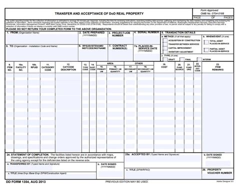 Download Fillable Dd Form 1354