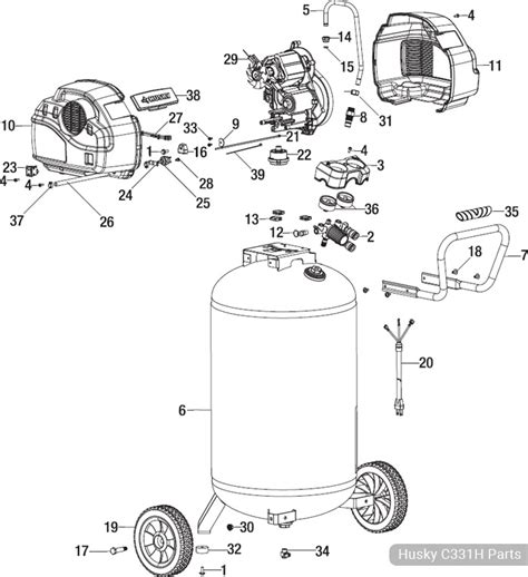 husky compressor parts diagram