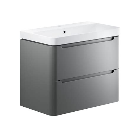 lambra mm  drawer wall hung basin unit   matt grey