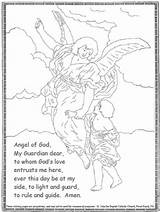 Guardian Angel Coloring Catholic Angels Pages God Children Kids Prayer Sheets Grade Activities Printable Bible Book School Drawings Over First sketch template