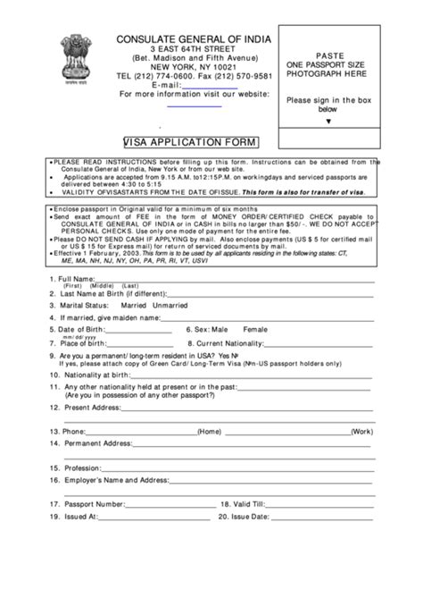 Fillable India Visa Application Form Printable Pdf Download