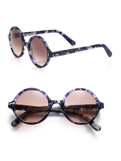 52mm Marbleized Round Sunglasses In Purple Round Sunglasses